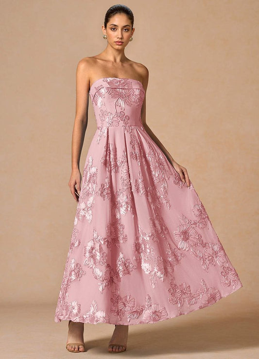 Evangeline Silk Maxi Dress in Blush