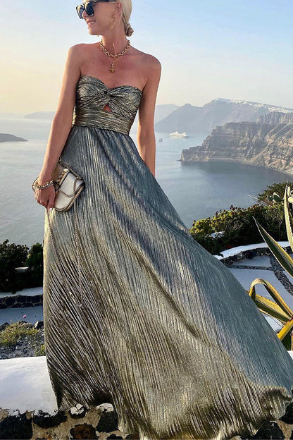 Teal Arabella Off-Shoulder Shimmer Maxi Dress