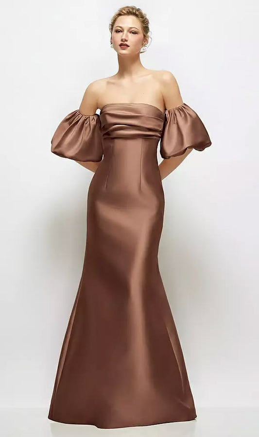 Evangeline Off-Shoulder Satin Maxi Dress