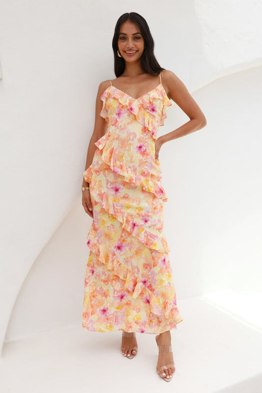 Savannah Orange Maxi Dress