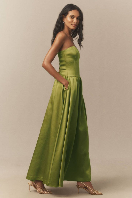 Miley Strapless Satin Maxi Dress