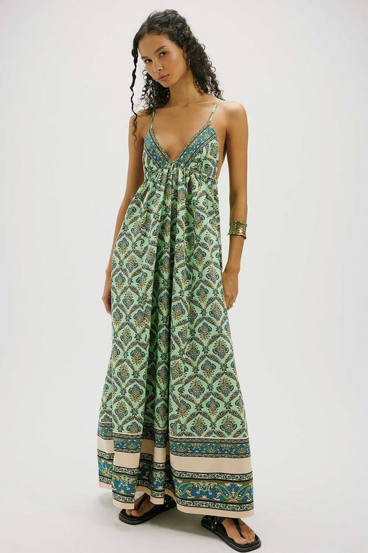 Margot Printed Linen Maxi Dress