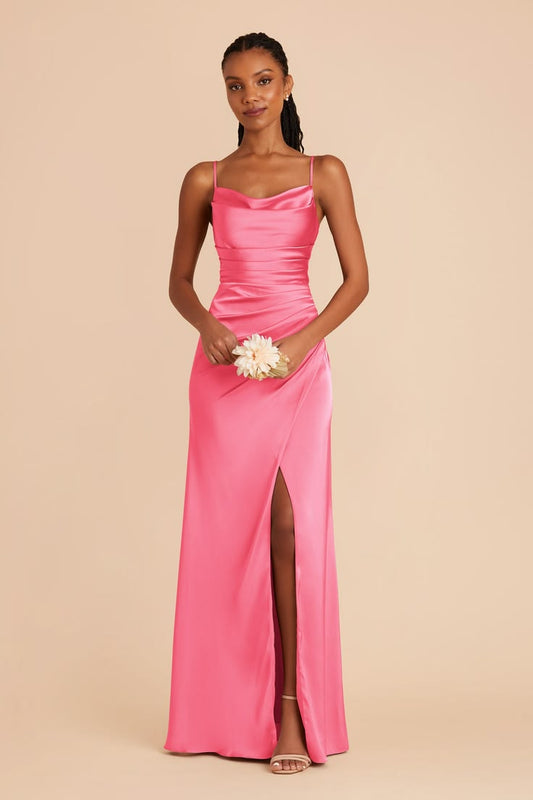 Lydia Cowl Neck Matte Satin Dress