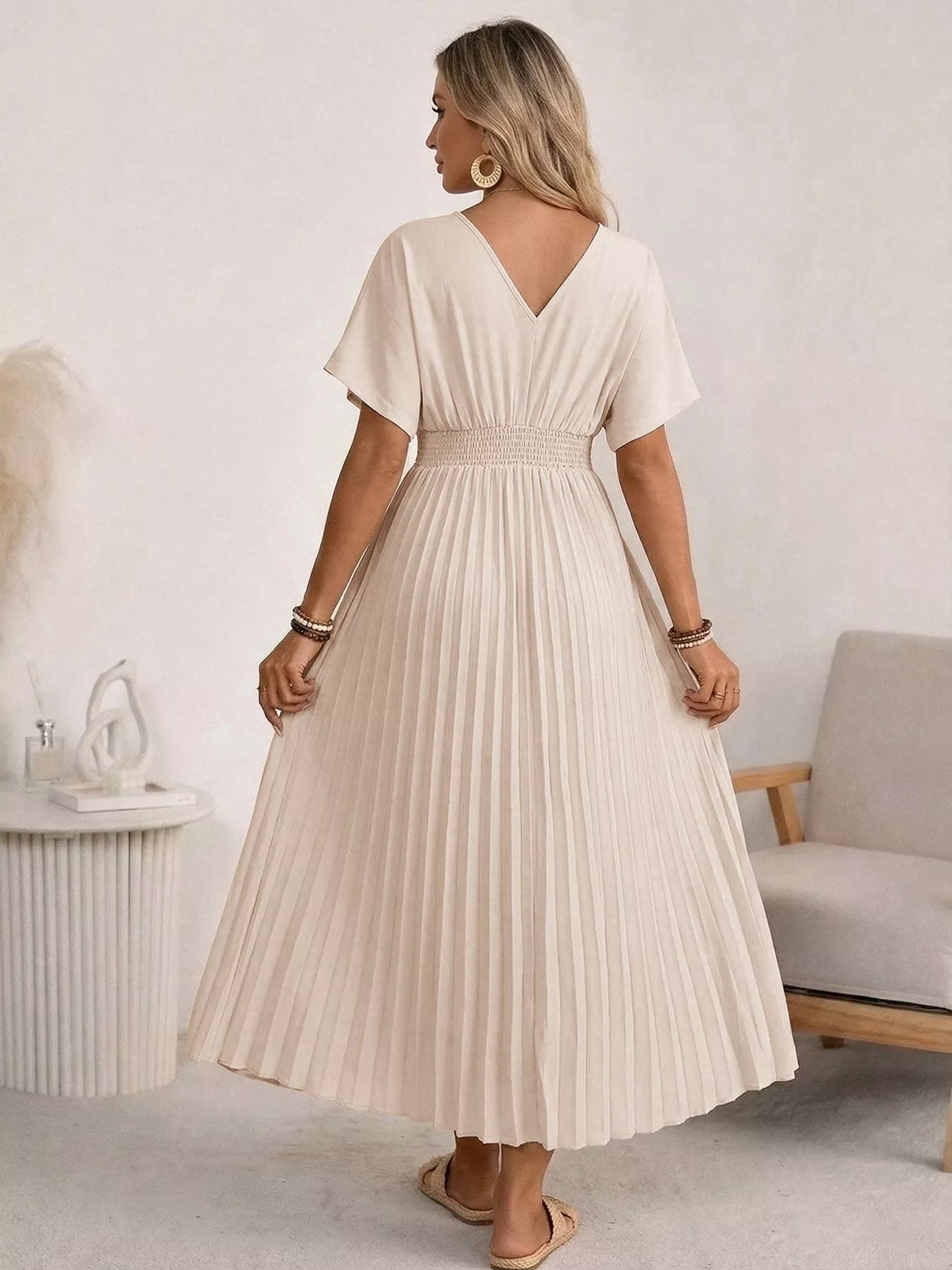 Neck Midi Dress Margot Pleated Maxi Dress