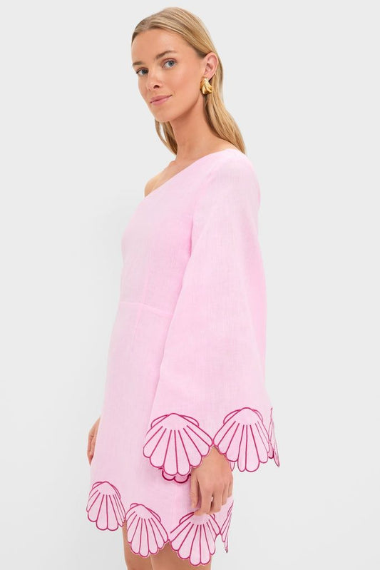 Pink One-Shoulder Seashell Surina Mini Dress | Hyacinth House