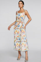 Margot Waist-Cinching Maxi Dress in Orange Floral