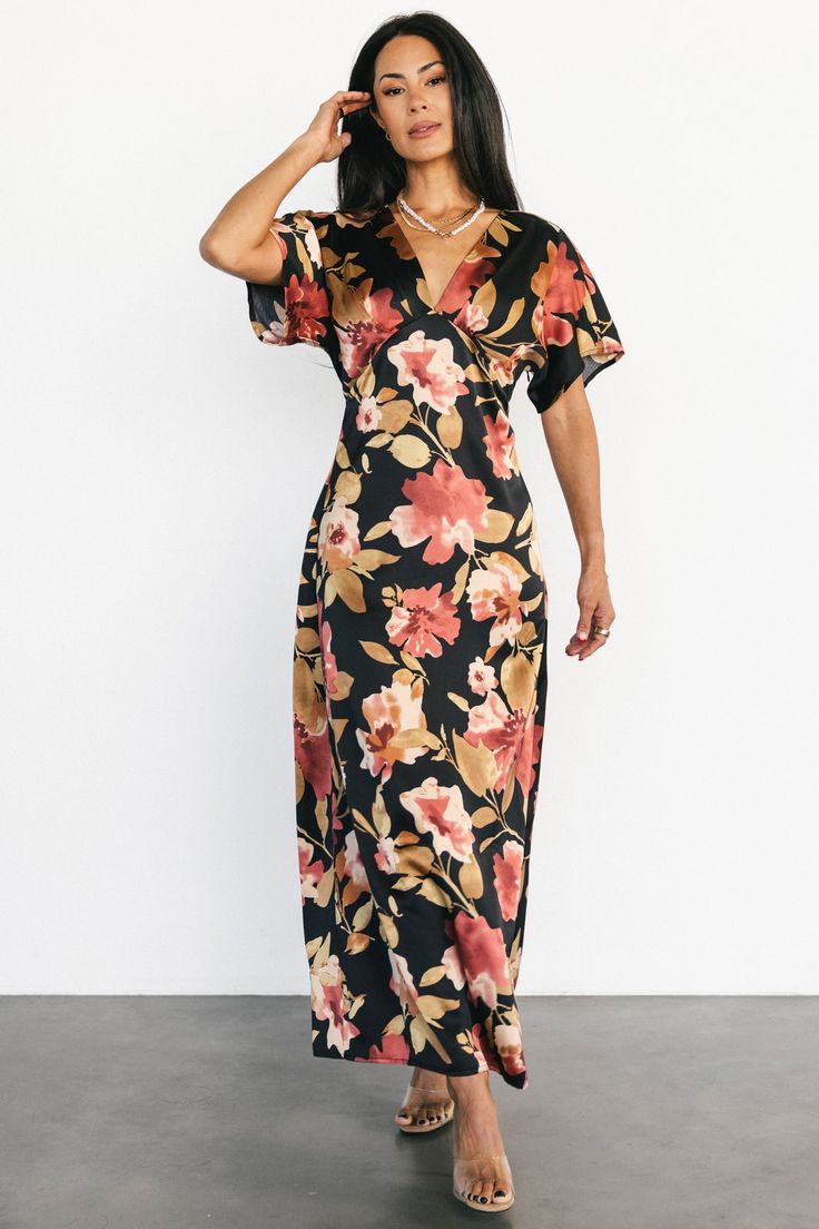 Milana Satin Floral Maxi Dress