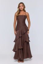 Peachy Glow Maxi Dress Brown