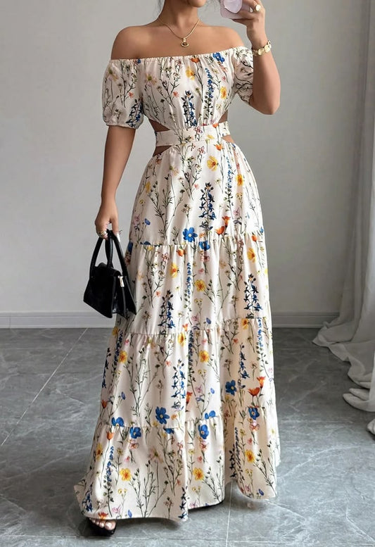 Violet Off-Shoulder Maxi Dress