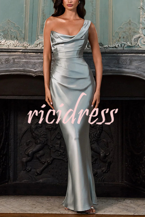 Pink Thalassa Satin One-Shoulder Maxi Dress