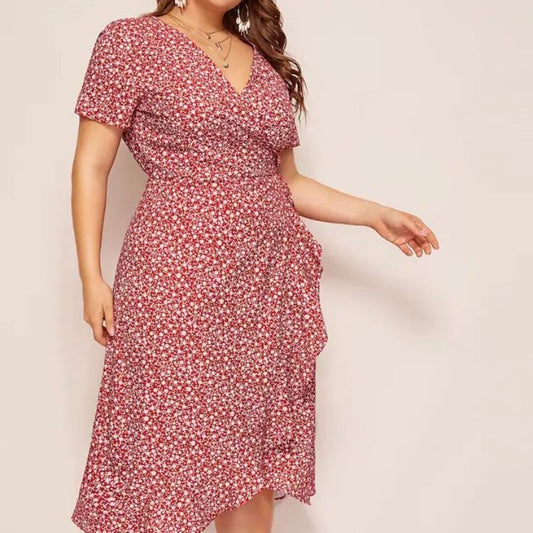 Host Pick Raiza Faux Wrap Dress | Color: Red/White | Size: Various