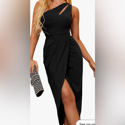 Margot One-Shoulder Black Dress