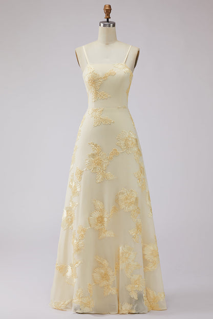 Lilac Celestine Floral Appliqué A-Line Gown