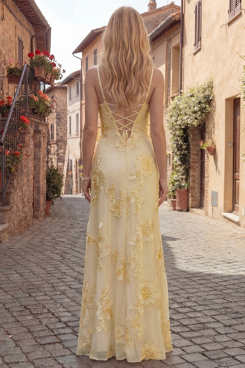 Blush Celestine Floral Appliqué A-Line Gown