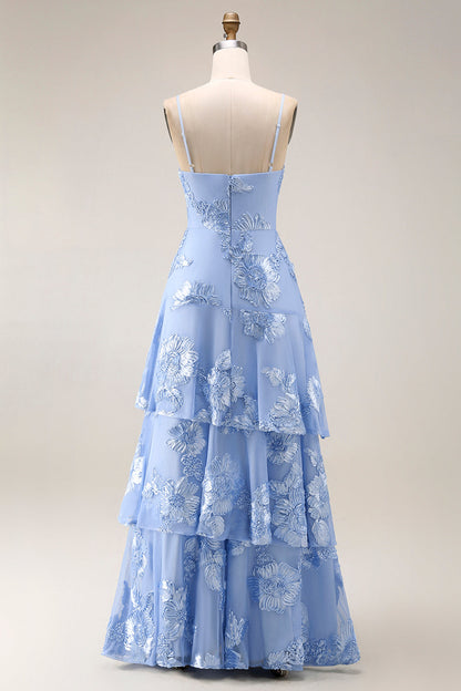 Blue Isabelle Tiered Ruffle Floral Dress