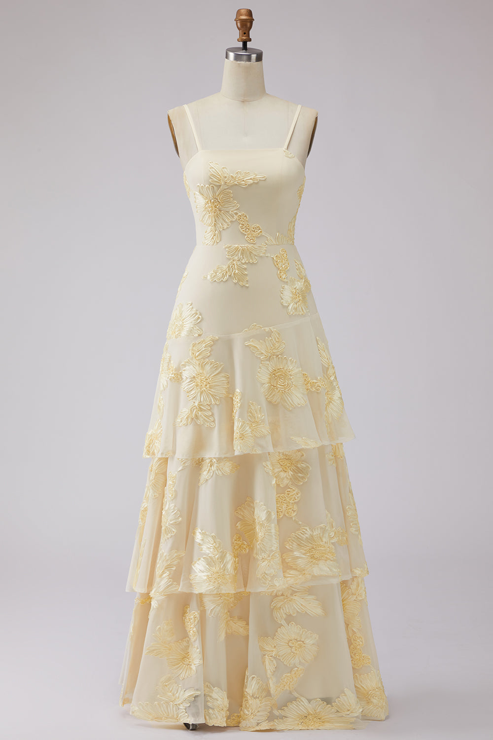 Yellow Isabelle Tiered Ruffle Floral Dress