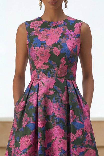Fuchsia Flower Margot Floral A-Line Wedding Guest Dress