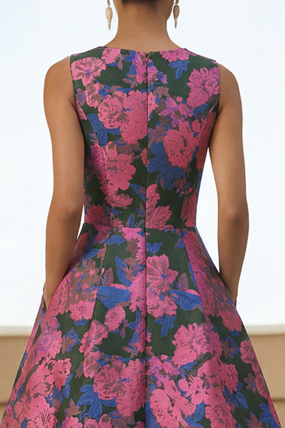 Fuchsia Flower Margot Floral A-Line Wedding Guest Dress