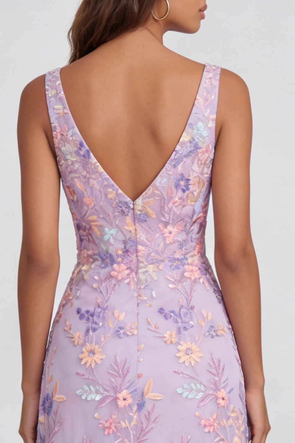 Line Midi Kleid mit Schlitz Liliana Floral Appliqué A-Line Midi Dress