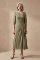 Margot Sage V-Neck Midi Dress