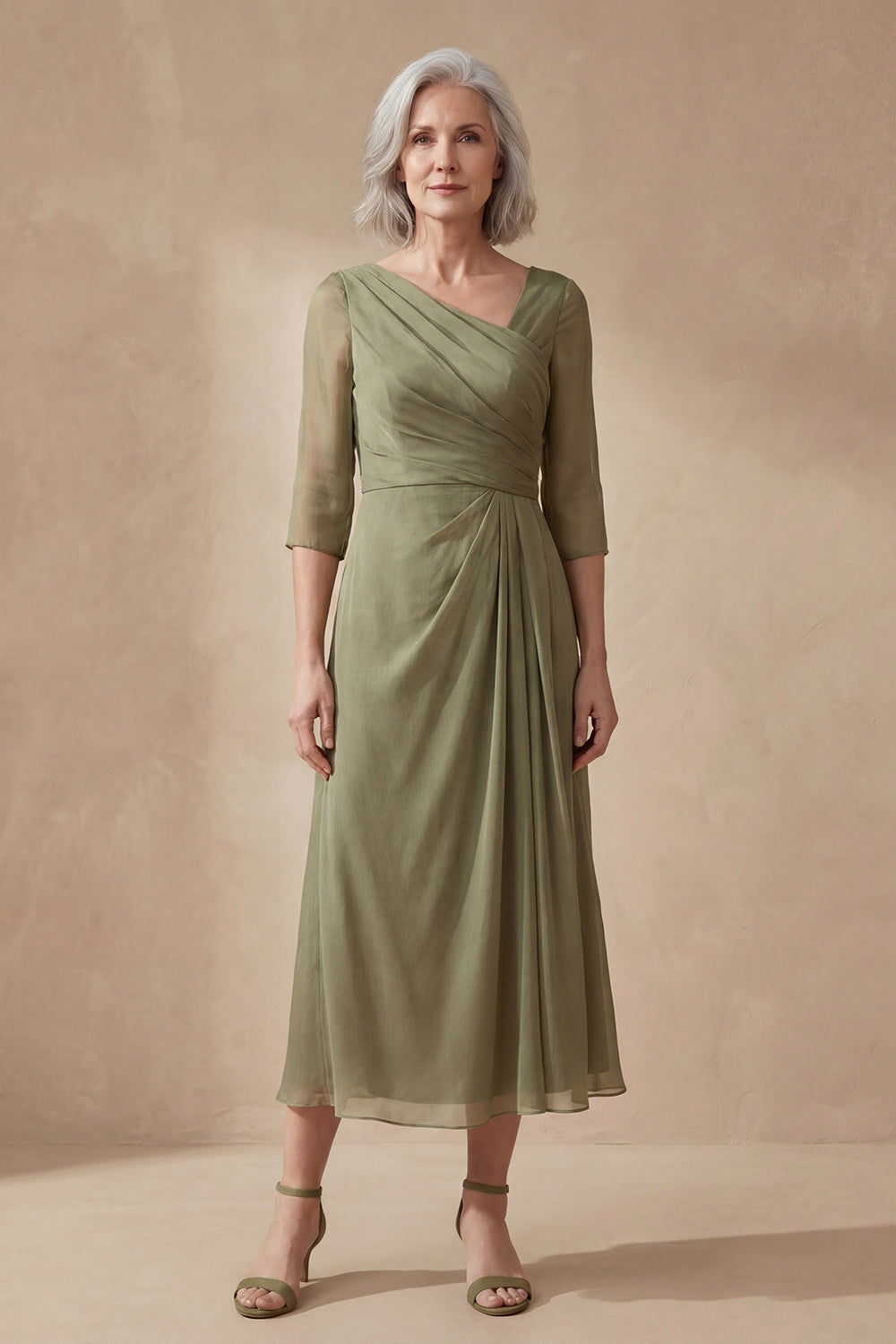 Ausschnitt Midi Kleid Mutter der Braut Margot Sage V-Neck Midi Dress