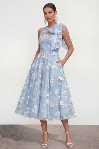 Apricot Lilac A Line Round Neck Maxi Wedding Guest Dress with Pockets - Lilac / US20W