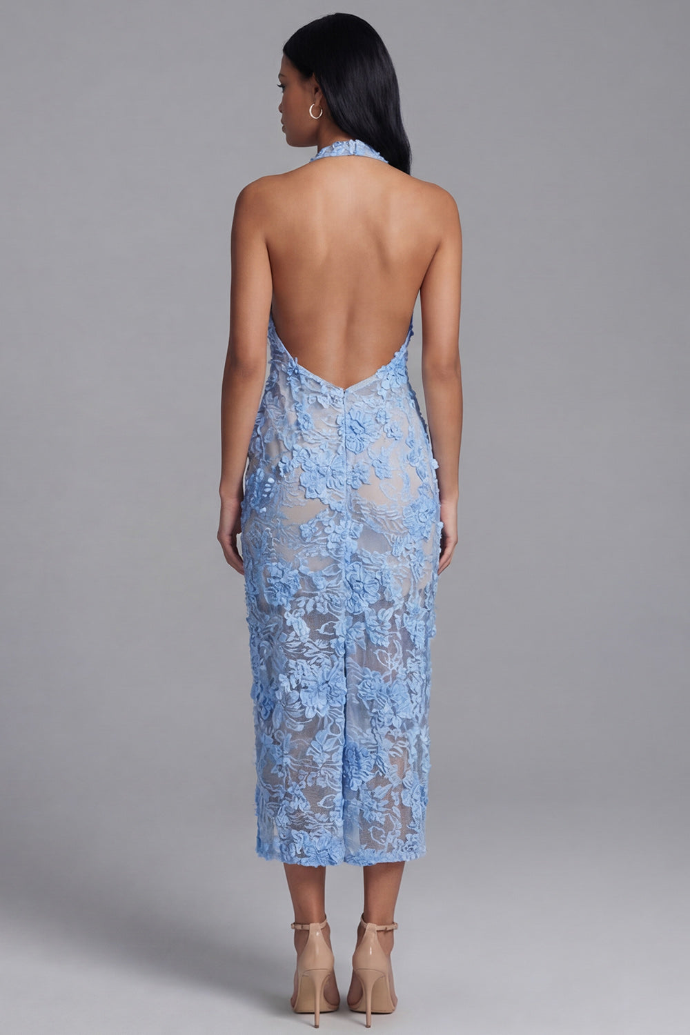 Langzeitskleid mit Schlitz Celestine Lace Halter Bodycon Dress