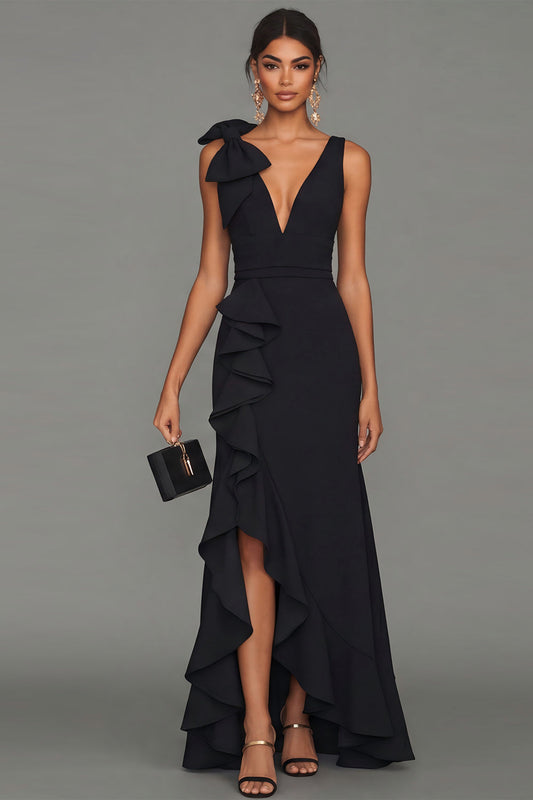 Black Vivienne Ruffle Formal Dress
