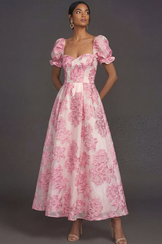 Pink Arabella Jacquard Floral Gown