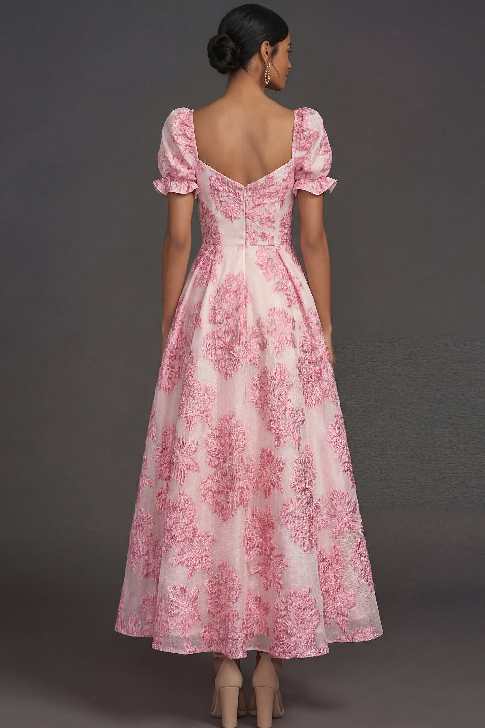 Pink Arabella Jacquard Floral Gown