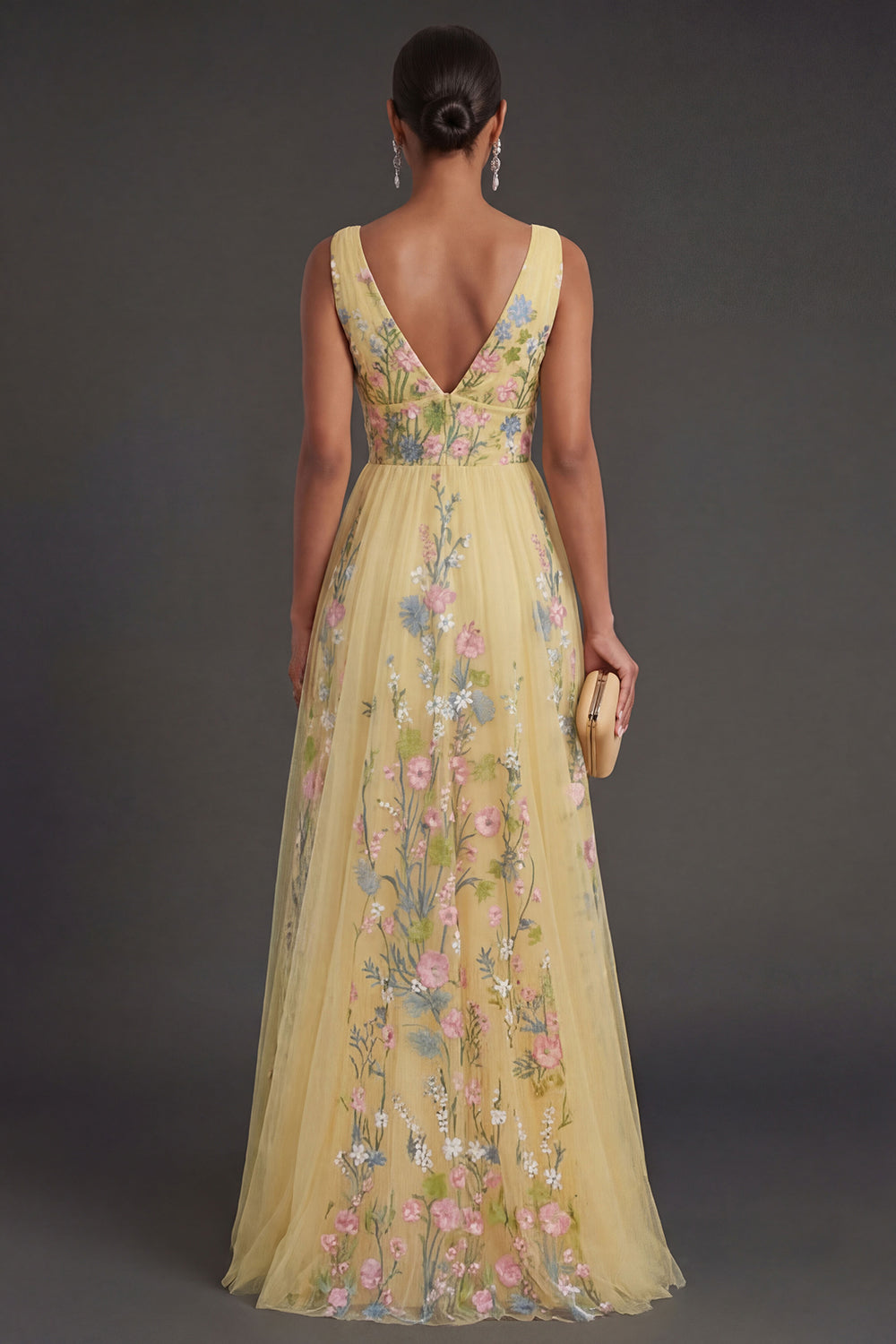 Yellow Margot Floral A-Line Wedding Guest Dress