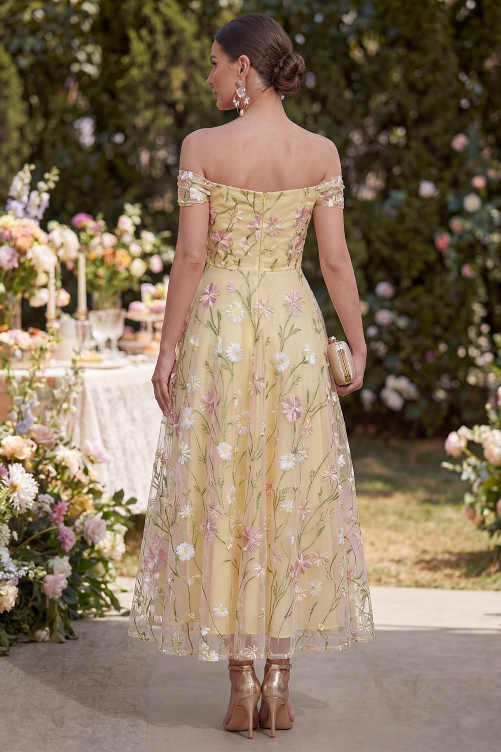 Kleid von der Schulter Margot Floral Off-Shoulder Maxi Dress