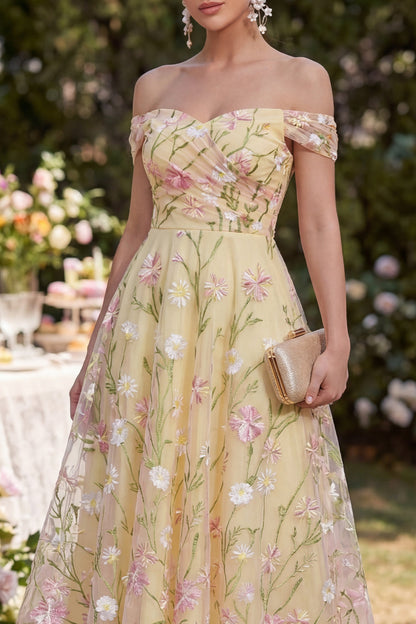 Kleid von der Schulter Margot Floral Off-Shoulder Maxi Dress