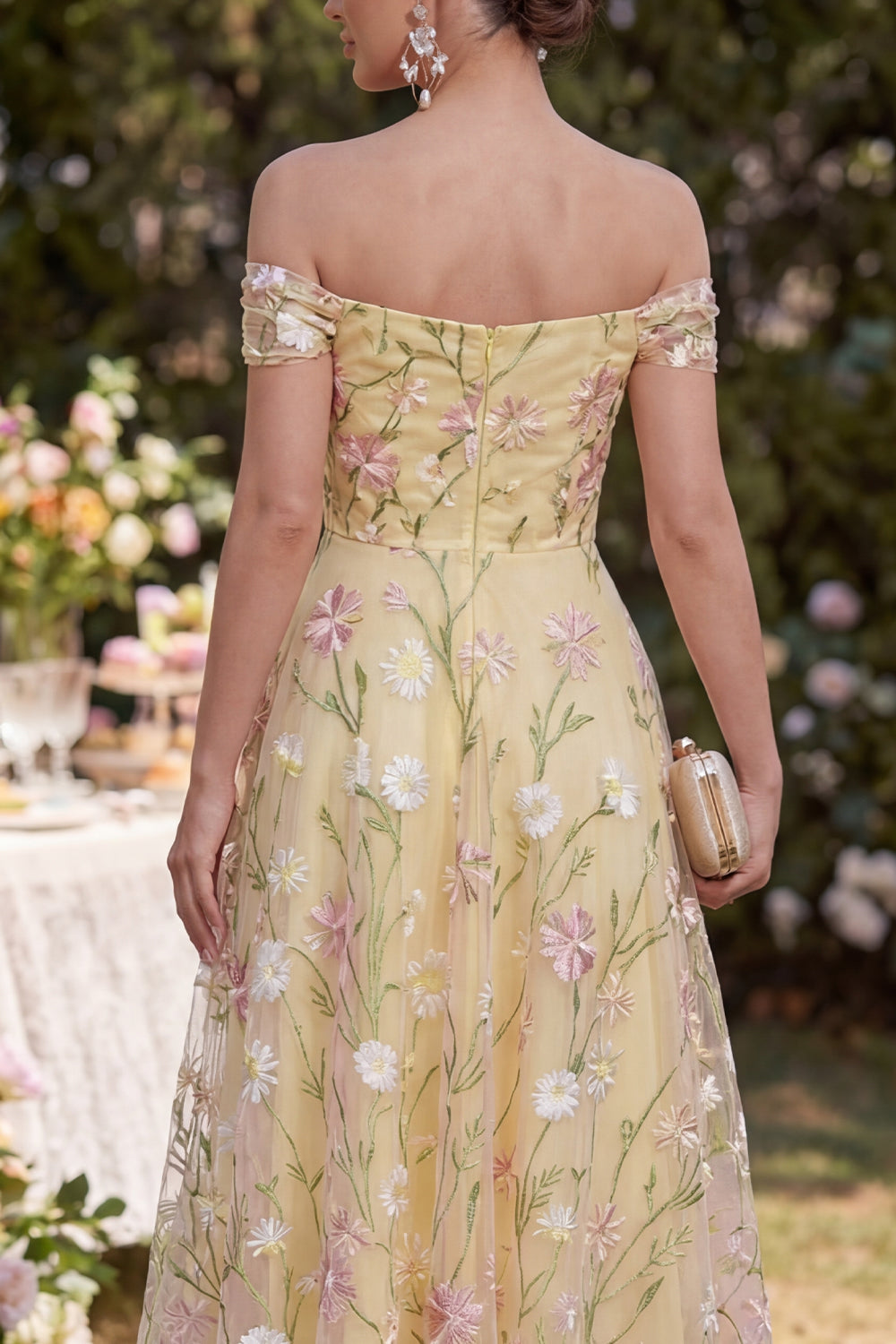 Kleid von der Schulter Margot Floral Off-Shoulder Maxi Dress