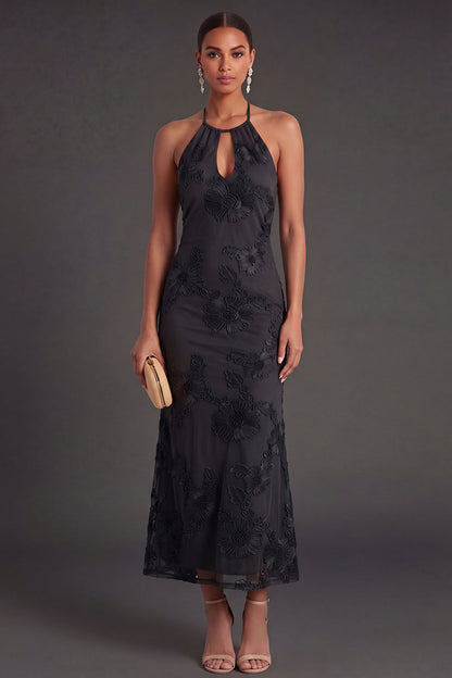 Dark Blue Arabella Floral Mermaid Midi Dress