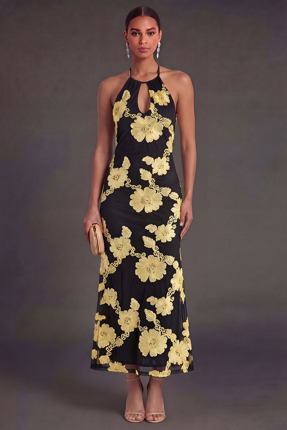 Fuchsia Arabella Floral Mermaid Midi Dress