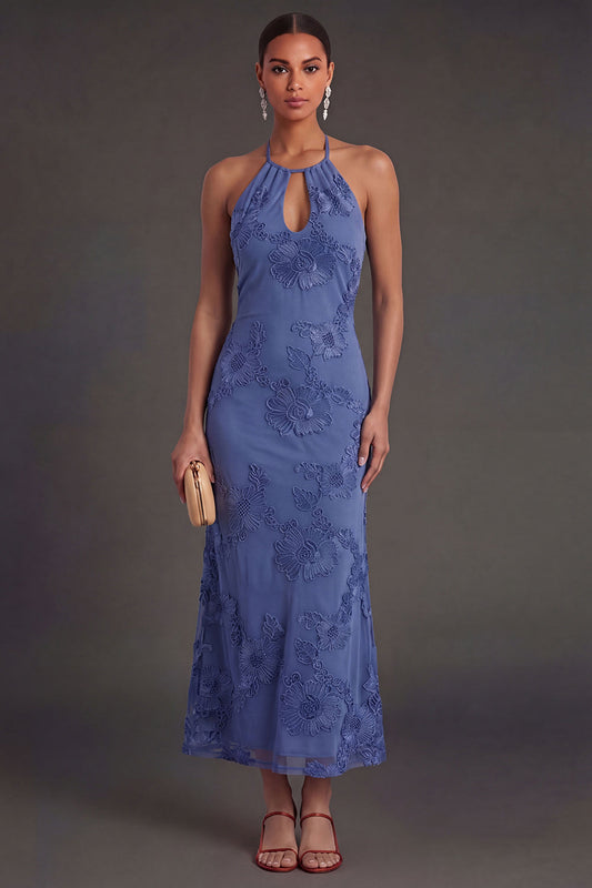 Blue Arabella Floral Mermaid Midi Dress