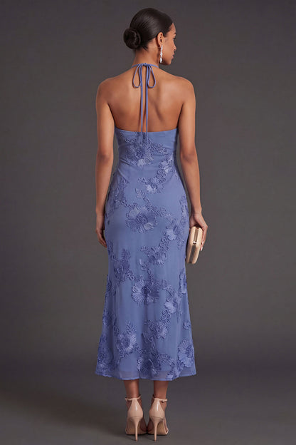 Dark Blue Arabella Floral Mermaid Midi Dress