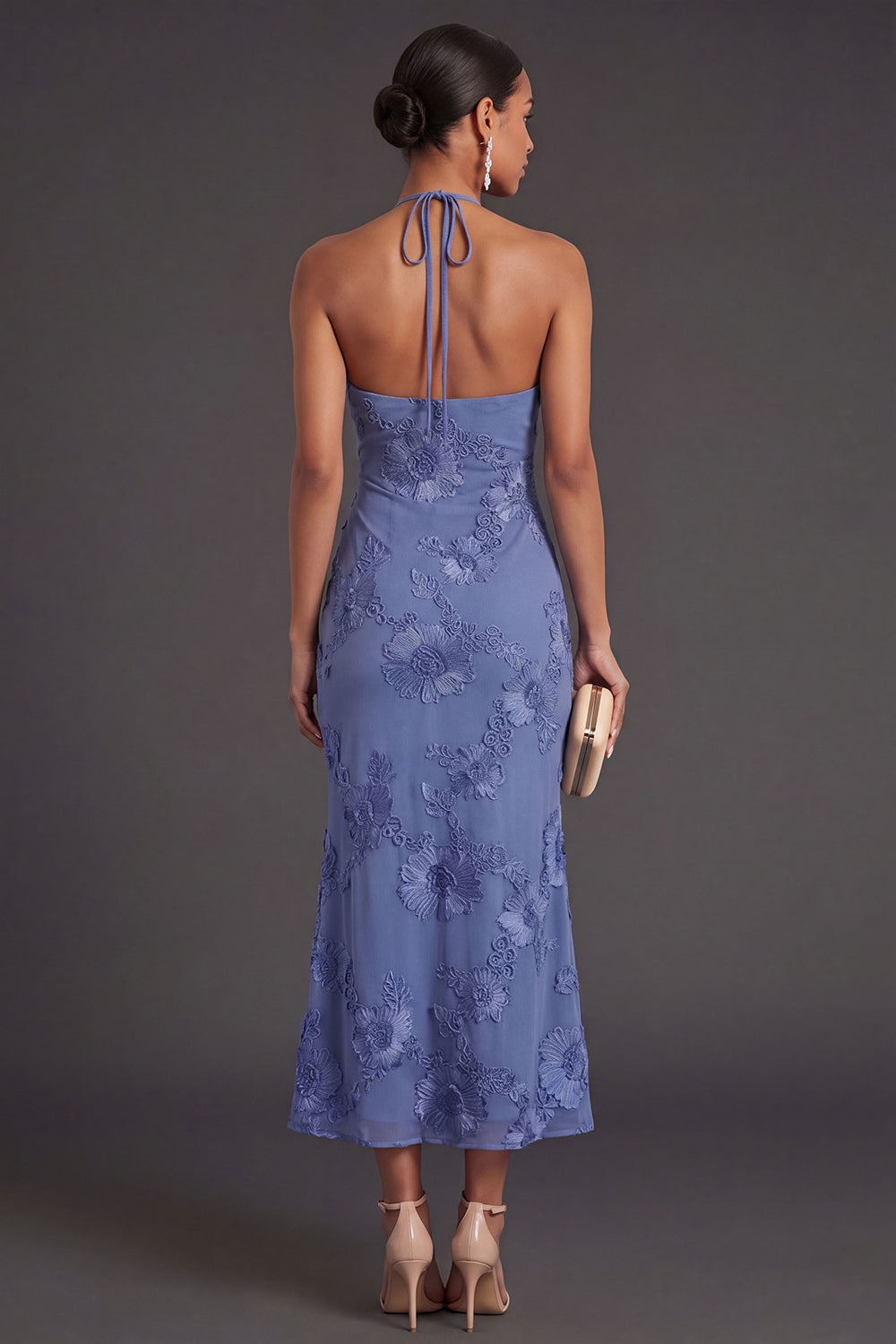 Pink Arabella Floral Mermaid Midi Dress