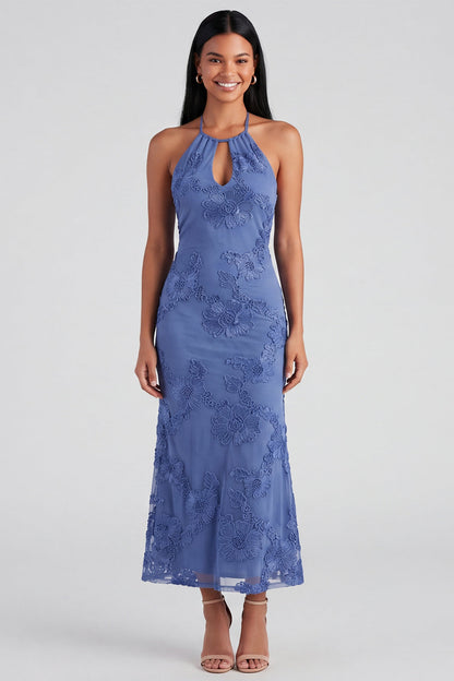 Fuchsia Isadora Halter Midi Dress in Sage