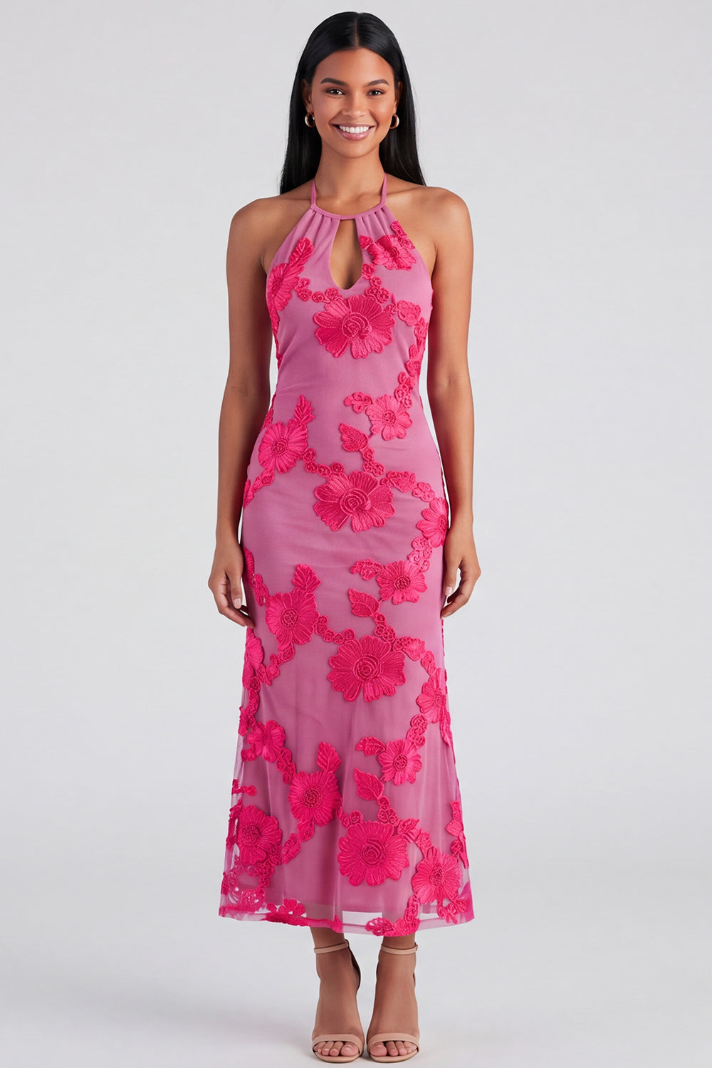 Gelb Isadora Halter Midi Dress in Sage