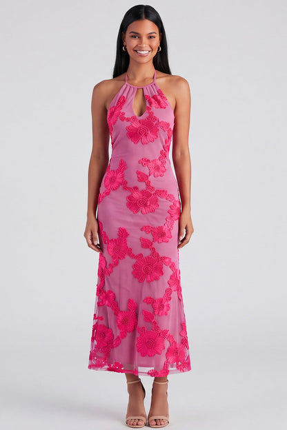 Dunkelblau Isadora Halter Midi Dress in Sage