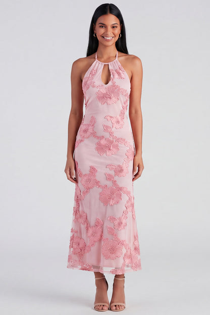 Gelb Isadora Halter Midi Dress in Sage