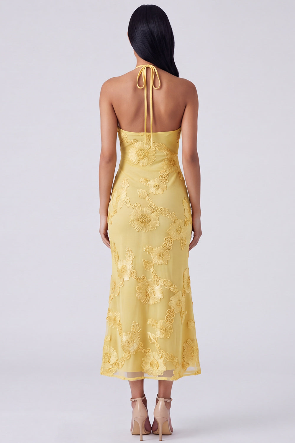 Fuchsia Isadora Halter Midi Dress in Sage
