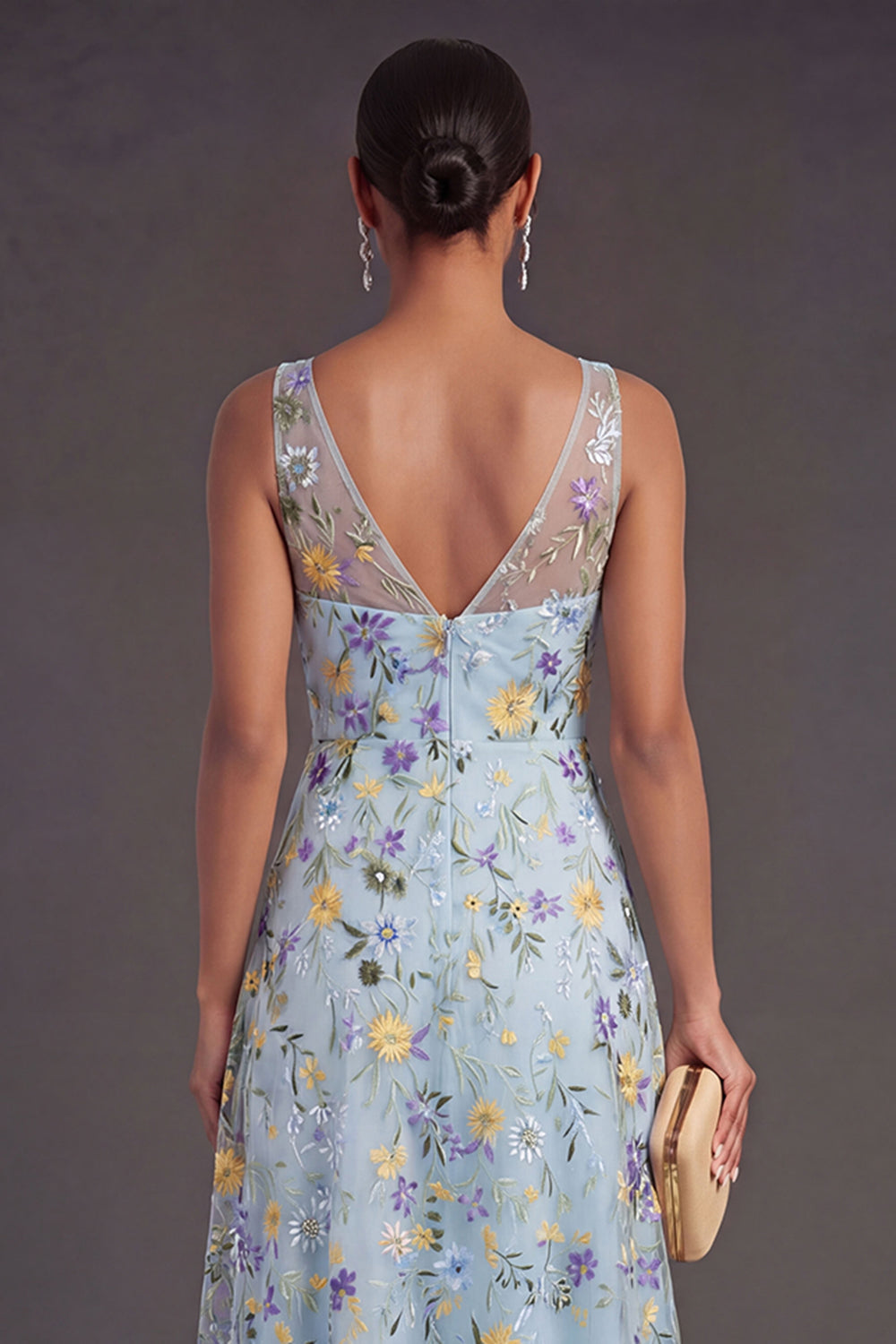 Blue Flower Arabella Floral V-Neck Midi Dress