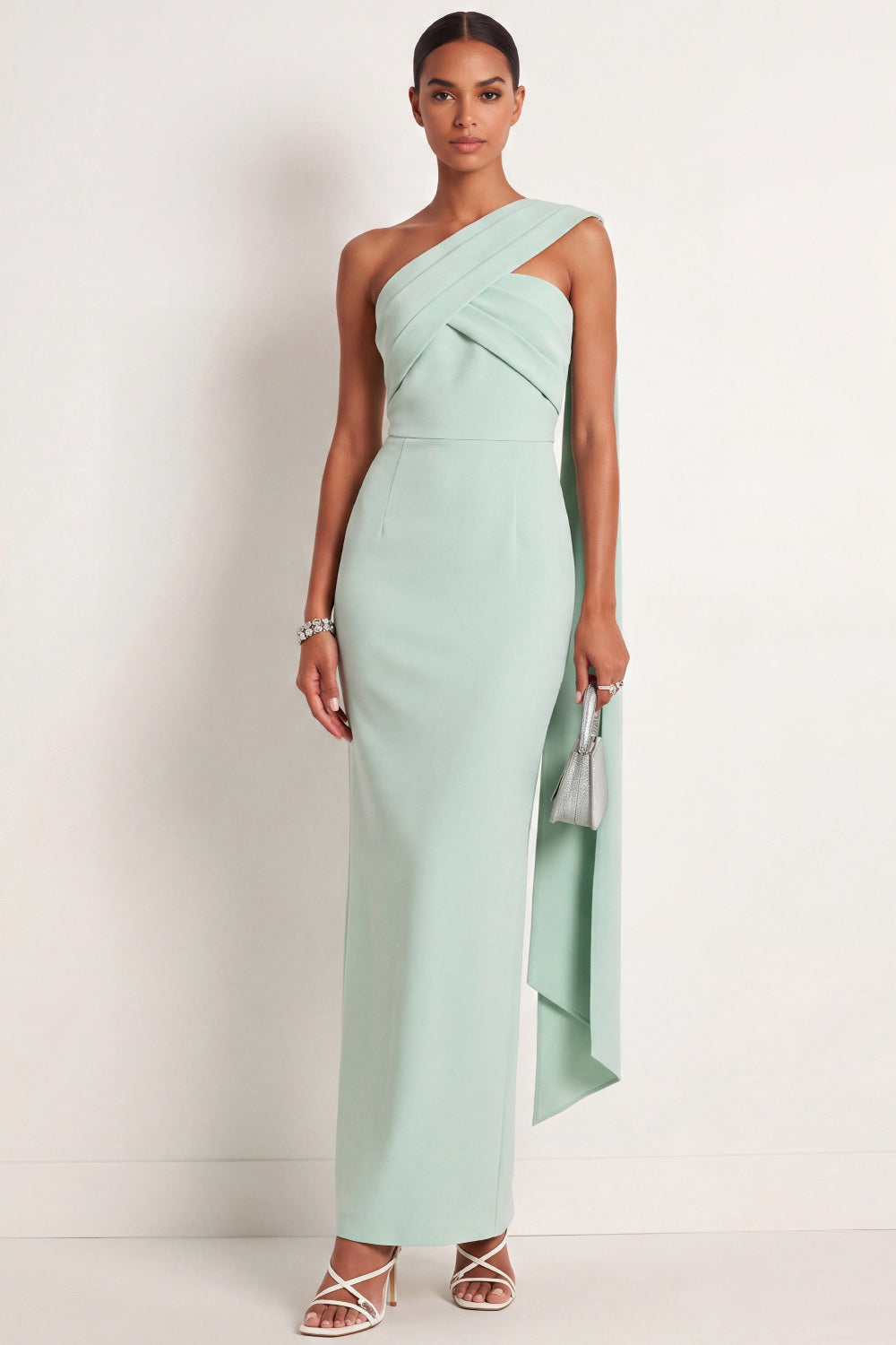 Mint Green Arabella Mint One-Shoulder Maxi Dress