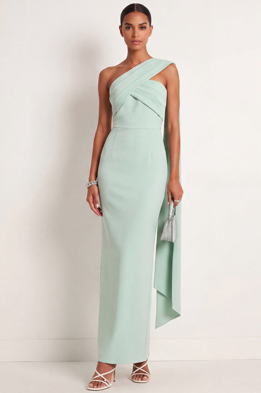 Mint Green Arabella Mint One-Shoulder Maxi Dress