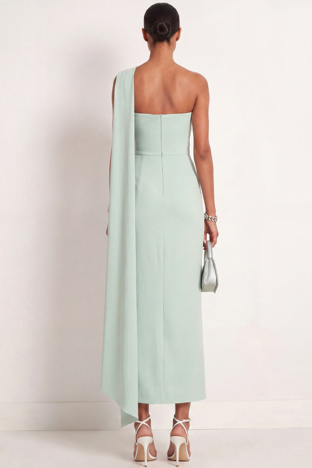 Mint Green Arabella Mint One-Shoulder Maxi Dress