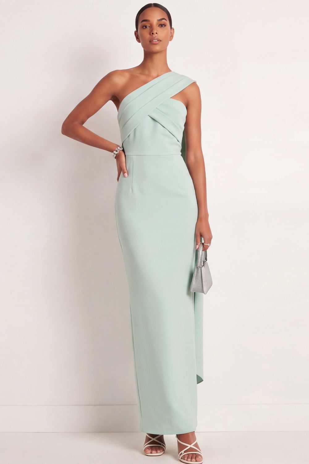 Mint Green Arabella Mint One-Shoulder Maxi Dress