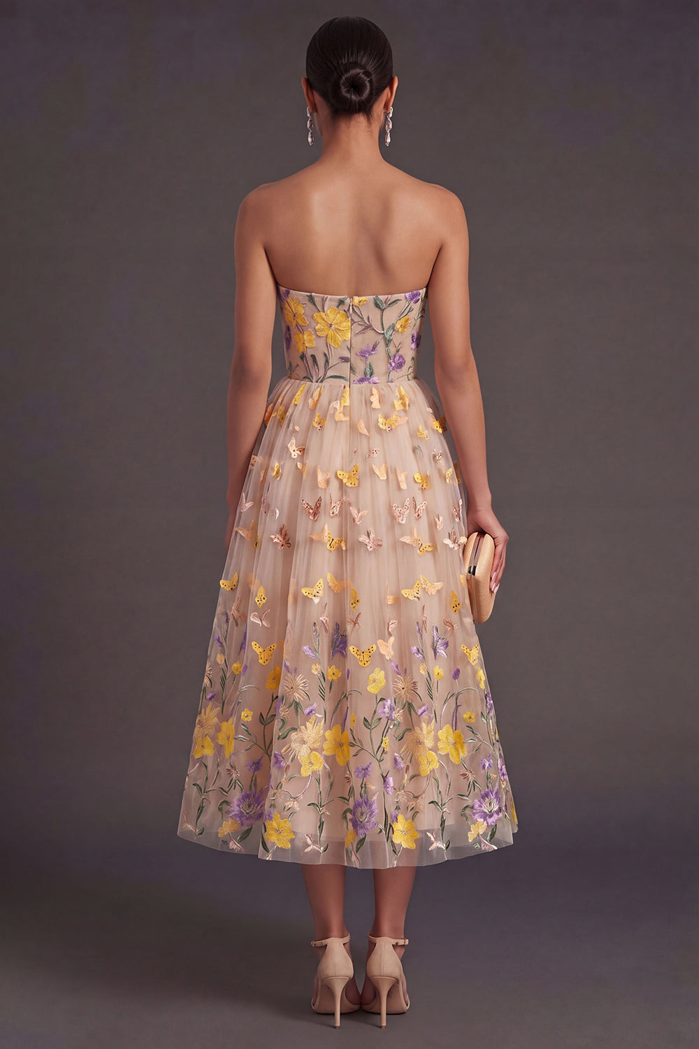 Apricot Margot Floral Appliqué A-Line Dress